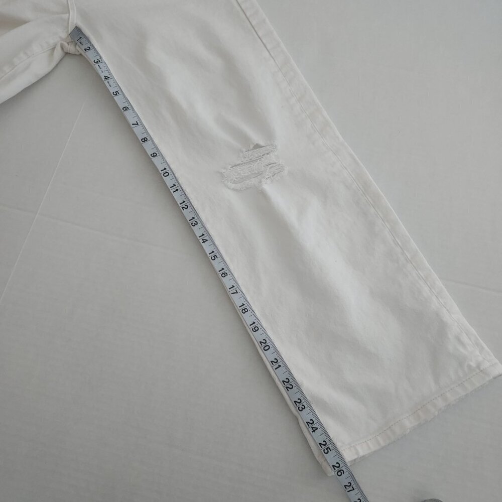 Pilcro Anthropologie Distressed White Slim Boyfriend Jeans Size 28P - Picture 6 of 13